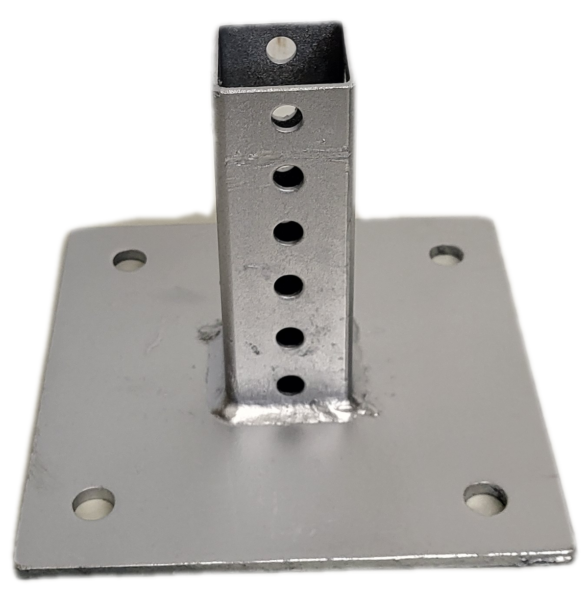 Galvanized steel post base plate angle view
