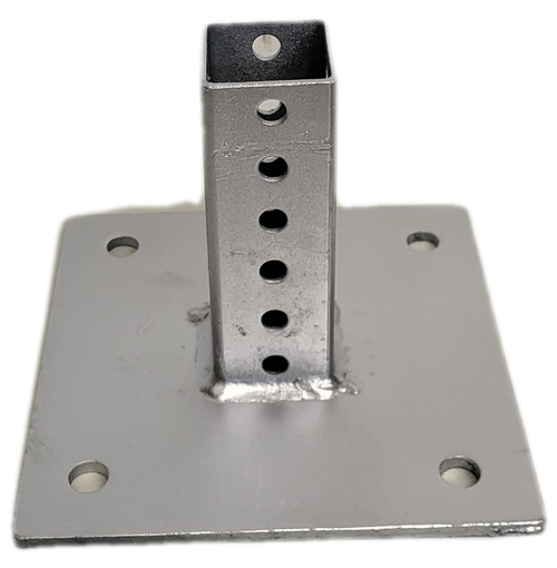 Galvanized steel post base plate angle view