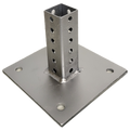 Galvanized steel post base plate front view